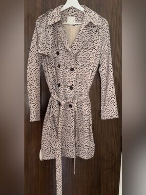 Revolve Line & Dot Light Polka Dot Trench Coat - Women's Belted Jacket, size S